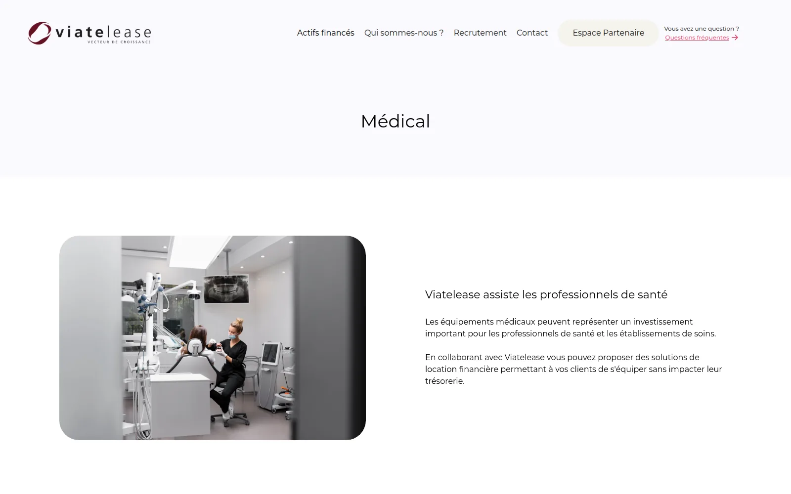 Page secteur (médical) : présentation de l'offre par métier