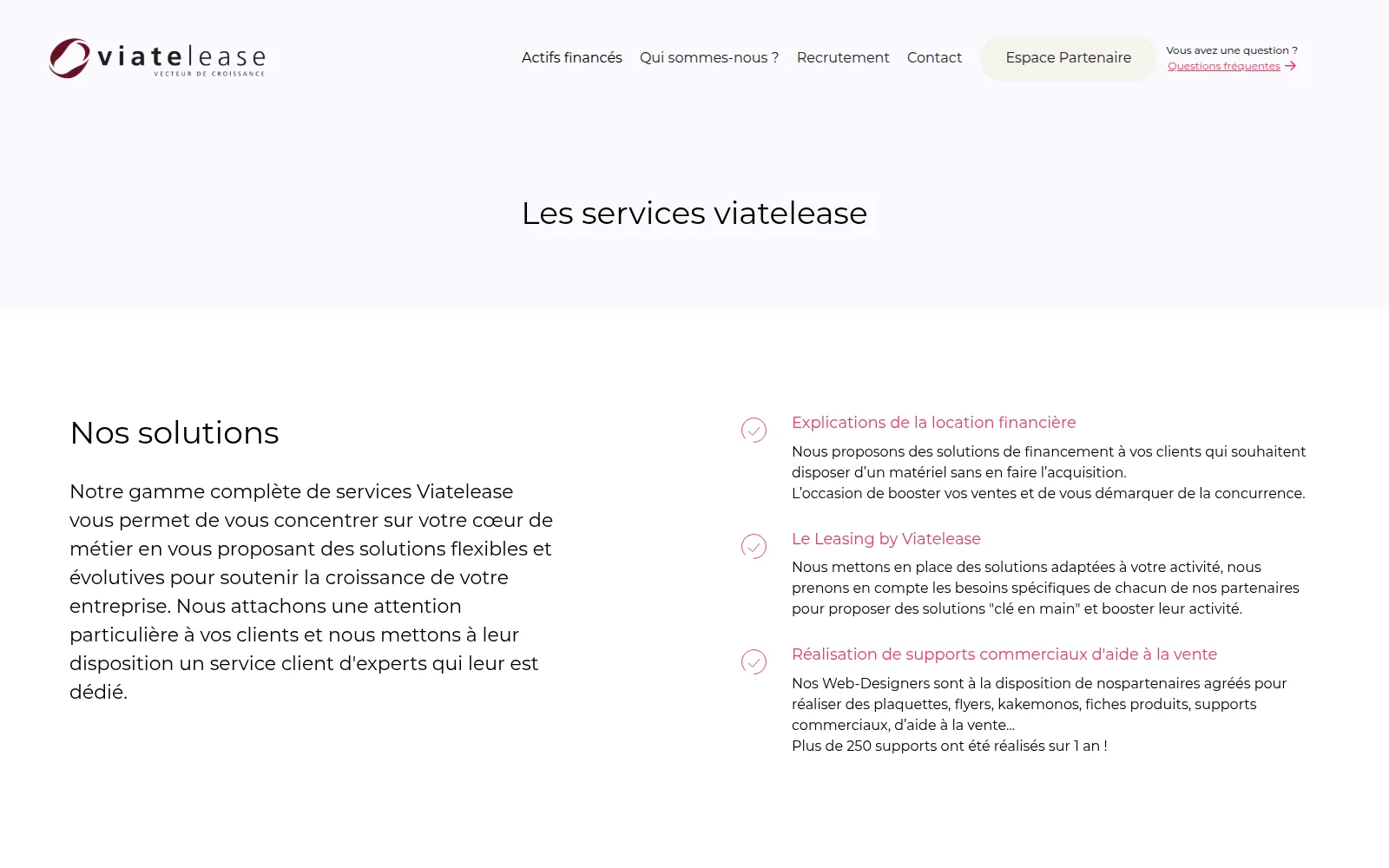 Page des services Viatelease