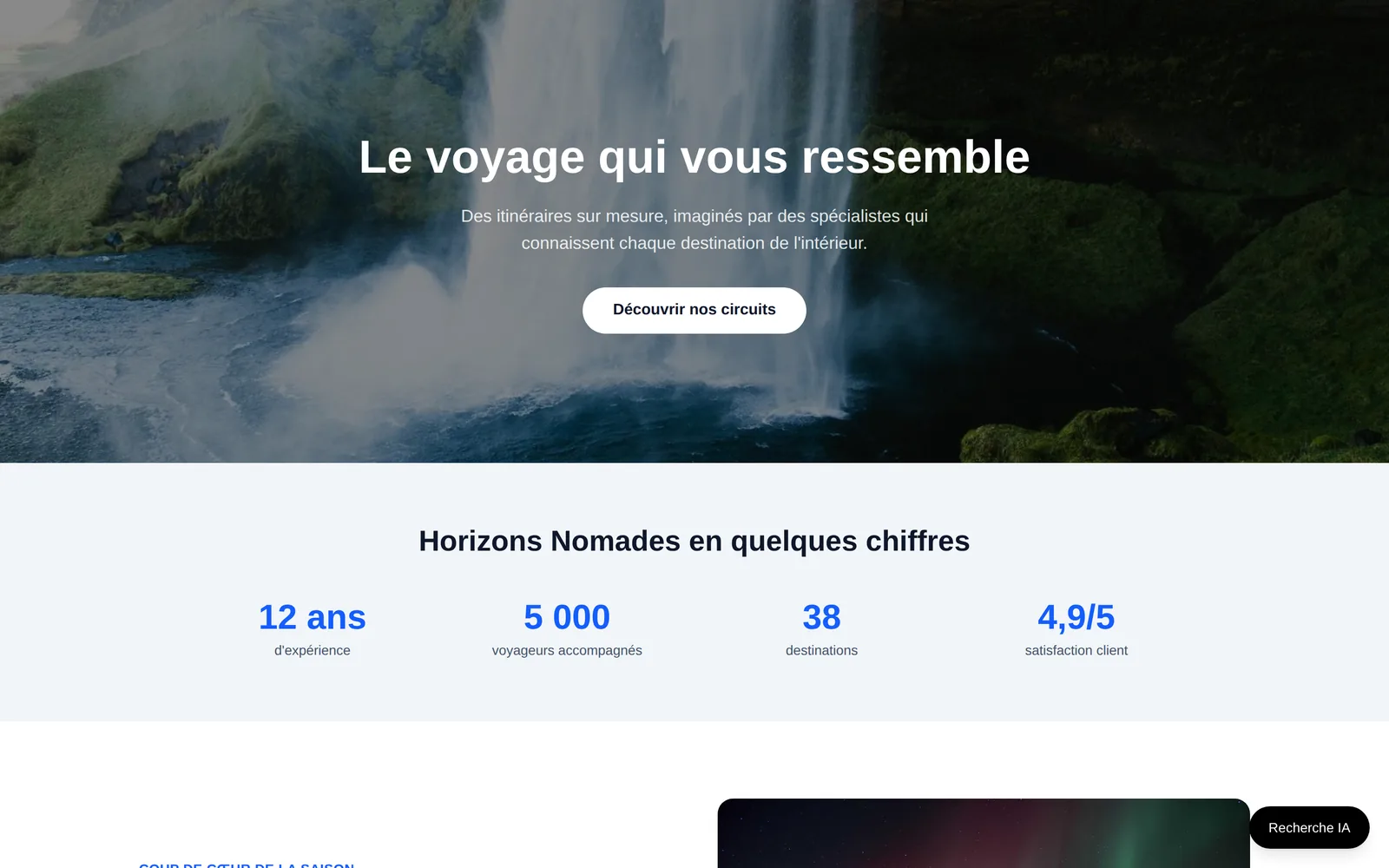 Le site client publié, alimenté par l'API headless