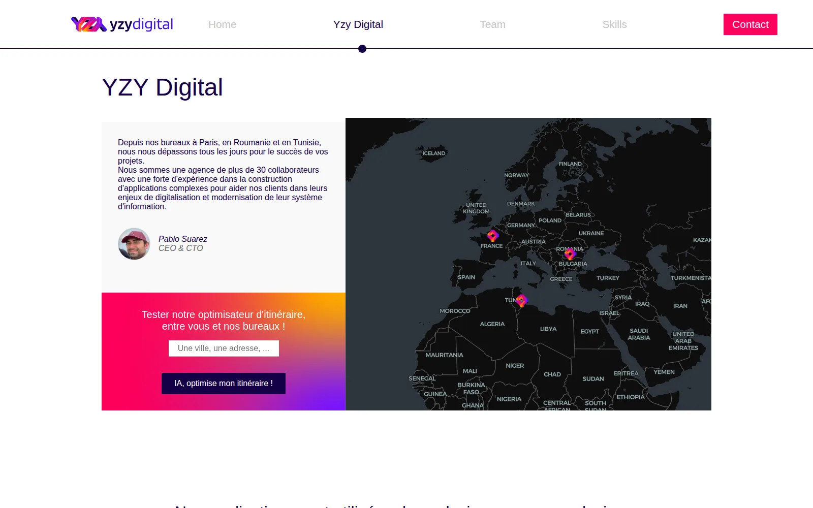 Carte interactive des bureaux, avec optimiseur d'itinéraire
