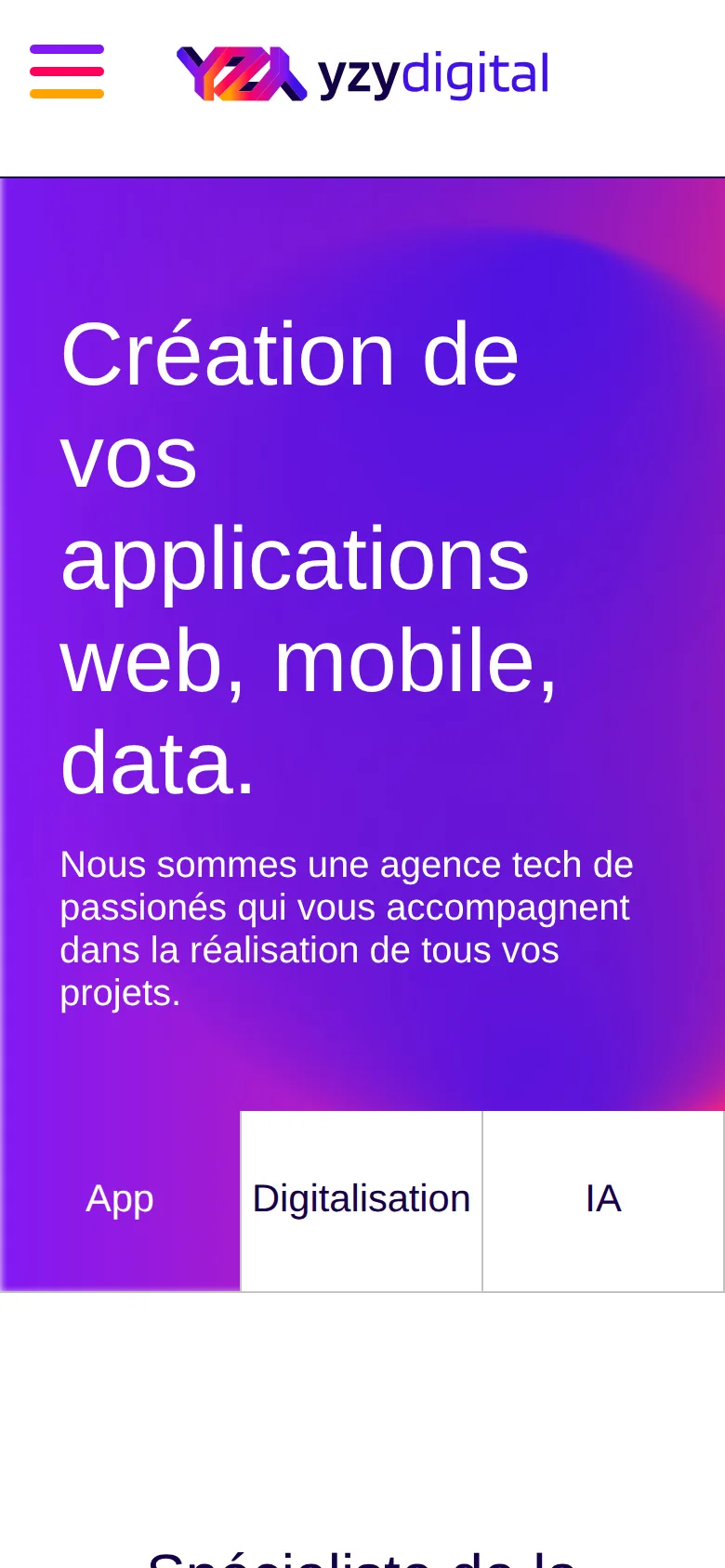 Version mobile de l'accueil
